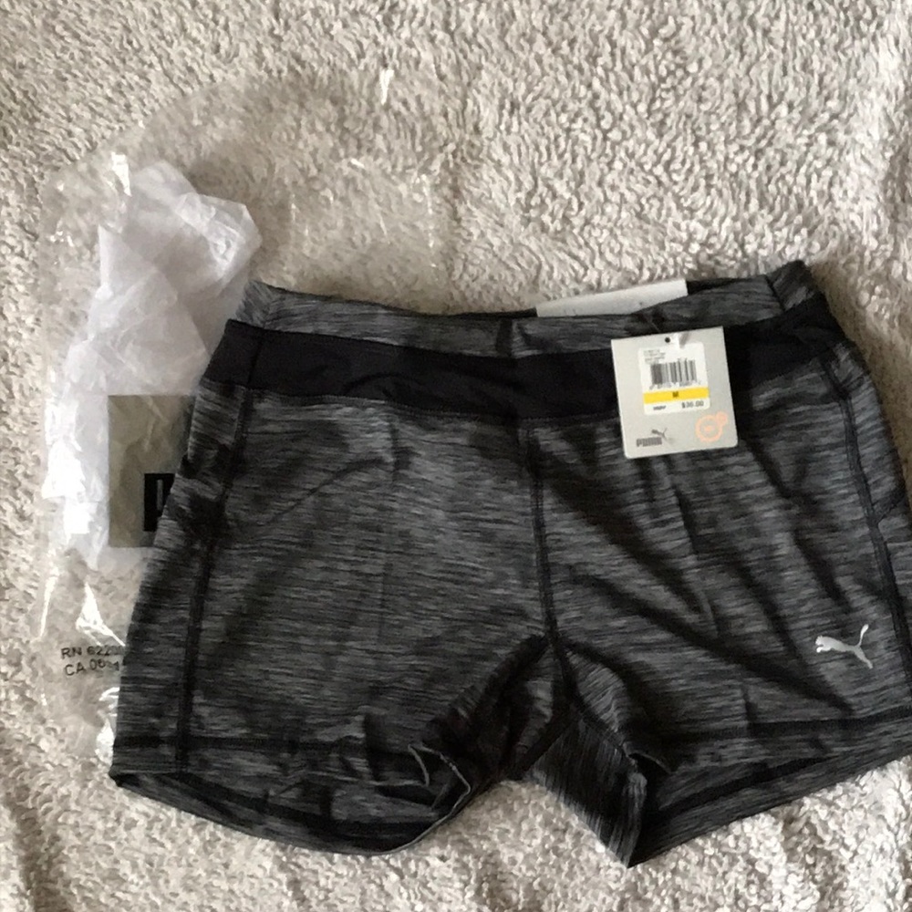 NWT Puma Tight Fit Shorts in Black Heather